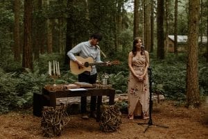 camp katur woodland wedding ceremony guitarist